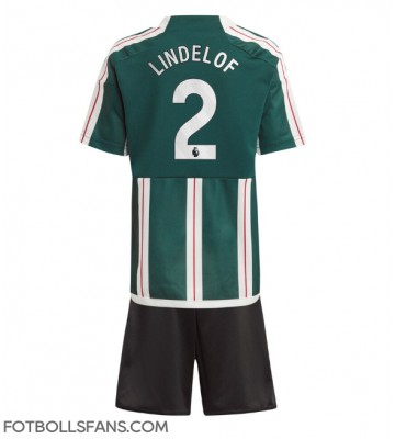 Manchester United Victor Lindelof #2 Replika Bortatröja Barn 2023-24 Kortärmad (+ Korta byxor)